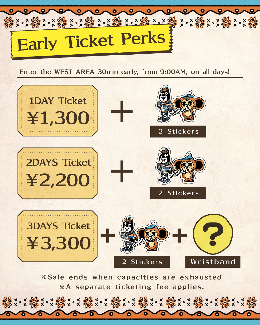 EARLY TICKET details